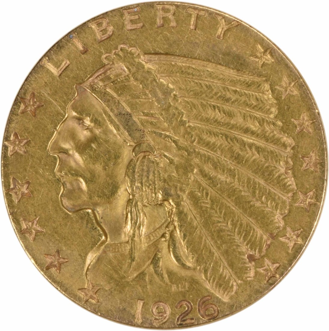 1926 $2.50 Gold Indian Coin AU by Bela Lyon Pratt (1 of 2)