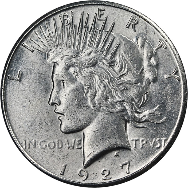 1927-S Uncirculated Peace Dollar Silver Coin (1 of 2)