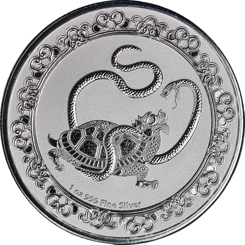 Black Turtle Celestial Animal Series 2021 Niue $2 1 Oz .999 Silver Coin: Black Turtle Celestial Animal Series 2021 Niue $2 1 Oz .999 Silver Coin 2021 Niue 1 oz Silver $2 Black Turtle coin from the Celestial Animal Series. This uncirculated coin features a reverse proof sty