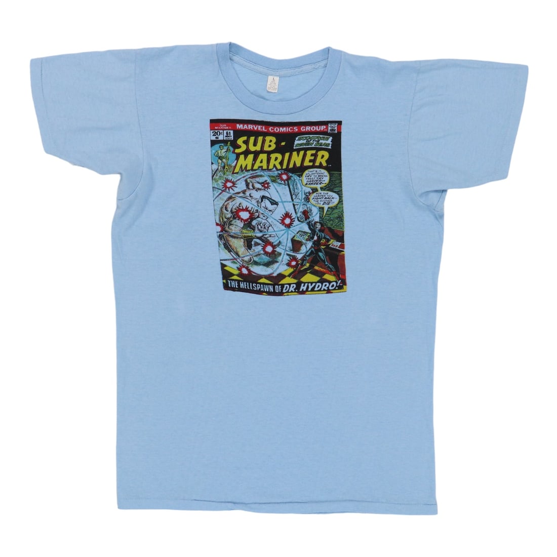 Vintage 1970s Sub-Mariner Blue Marvel Comics Cotton Shirt (1 of 4)