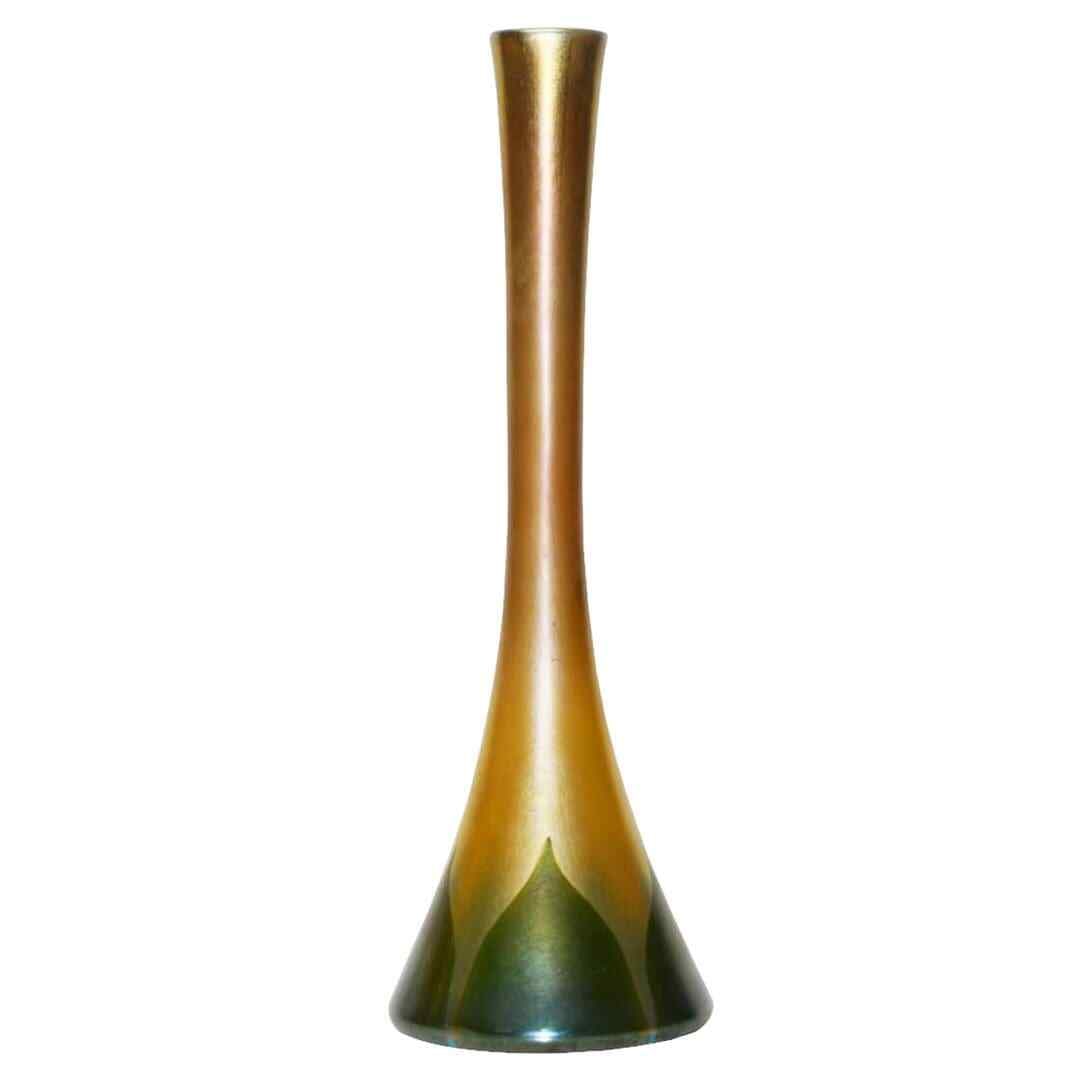 Engraved Tiffany Favrile Gold Art Vase Foliate Glass (1 of 3)