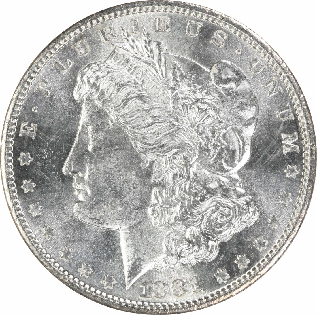 1881 S $1 Morgan Silver Dollar Uncirculated Uncertified: 1881 S $1 Morgan Silver Dollar Uncirculated Uncertified 1881-S Morgan Silver Dollar offered in uncirculated, pre-owned condition. This silver $1 coin is identified as a Morgan Dollar and is listed as 
