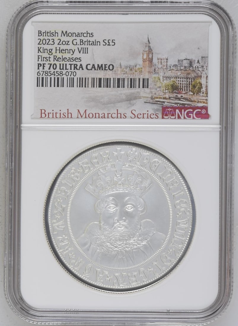 NGC PR70DCAM 2023 Great Britain 2oz King Henry VIII S5PND First Releases (1 of 2)