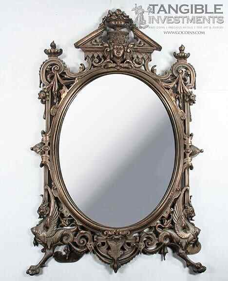Victorian Silver Plated Mirror Picture Frame with Lion Details 9.5 x 14.75 (1 of 3)