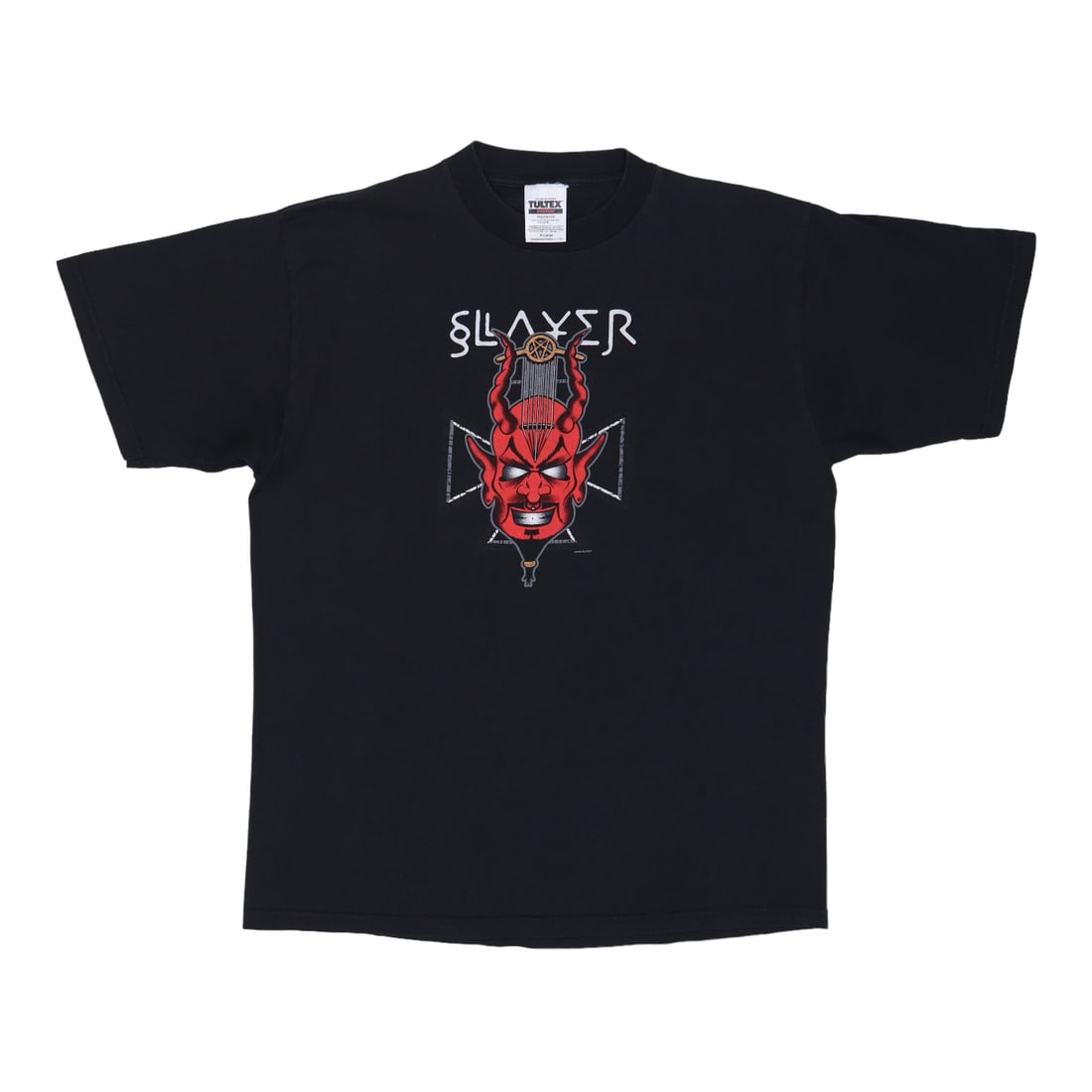 Vintage 1998 Extra Large Slayer Diabolus In Musica Black Cotton Band Tee: Vintage 1998 Extra Large Slayer Diabolus In Musica Black Cotton Band Tee This is an original vintage 1998 Slayer Diabolus In Musica shirt featuring front and back graphics. Made from 100% cotton, the 