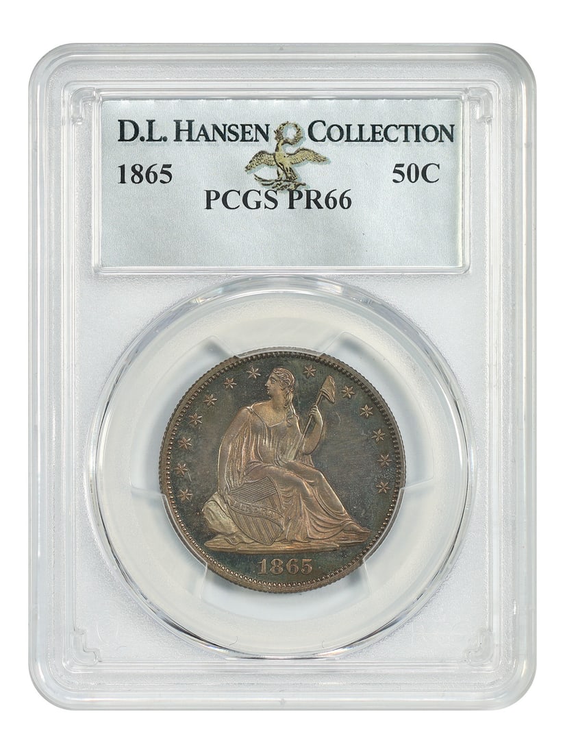 Liberty Seated Half Dollar 1865 50C PR66 PCGS: Liberty Seated Half Dollar 1865 50C PR66 PCGS 1865 Liberty Seated Half Dollar certified PR66 by PCGS. From a low mintage of only 500 coins, this proof issue is a desirable post-Civil War Reconstructio