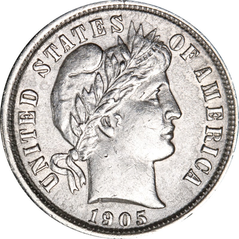 United States 1905 P Barber Silver Dime Coin: United States 1905 P Barber Silver Dime Coin 1905-P Barber Dime from the United States. This pre-owned coin is uncertified, struck in 0.9 fine silver, and listed in circulated condition. Specification