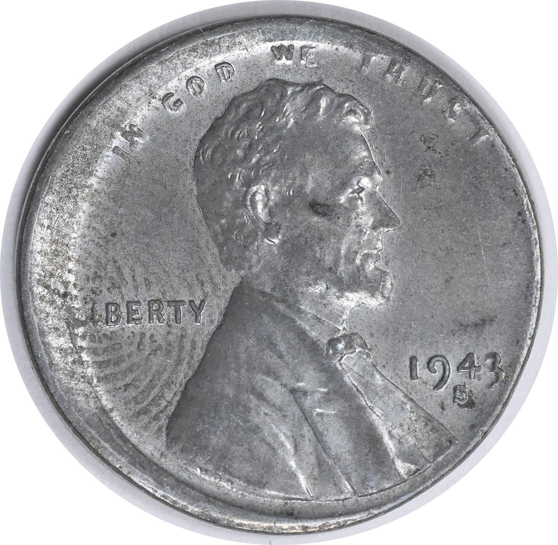 1943-S Lincoln Cent Steel 5% Off Center AU Uncertified Coin: 1943-S Lincoln Cent Steel 5% Off Center AU Uncertified Coin This 1943-S Lincoln Cent features a unique off-center strike, showcasing the distinct characteristics of a coin minted in San Francisco. Cra