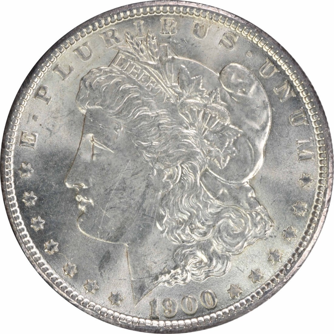Choice BU 1900 Silver Morgan Dollar Uncirculated Uncertified Coin: Choice BU 1900 Silver Morgan Dollar Uncirculated Uncertified Coin This is a 1900 Morgan Silver Dollar from the United States, featuring a composition of silver. The coin has no mint mark and is graded