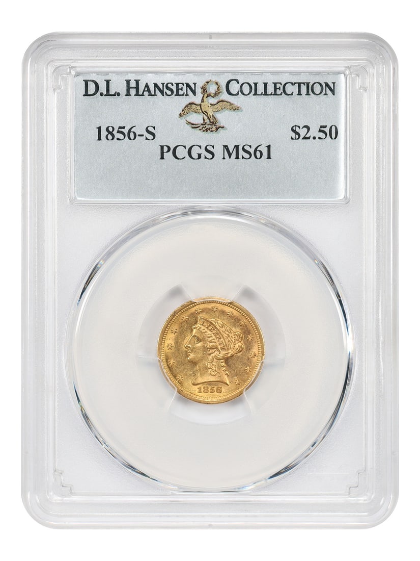 PCGS MS61 1856-S Liberty Head Quarter Eagle Gold Coin ex D.L. Hansen (1 of 4)