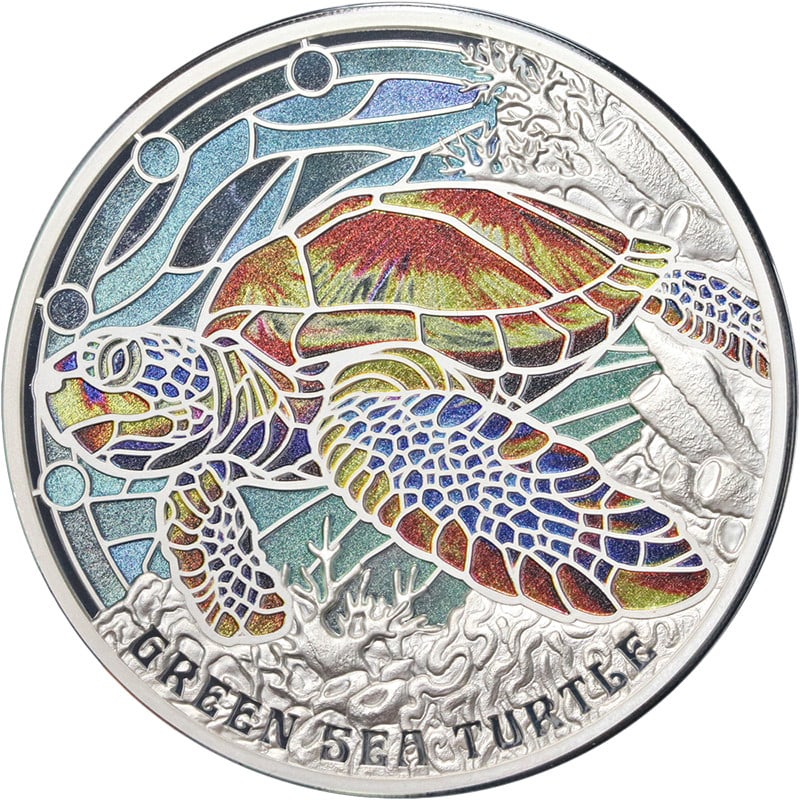 2025 Niue 2 Ounce Silver $5 Green Sea Turtle Proof Coin (1 of 3)