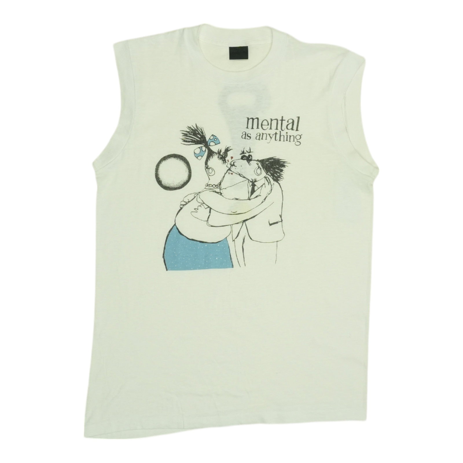 Vintage 1983 Mental As Anything Creatures Of Leisure White Sleeveless Shirt (1 of 7)