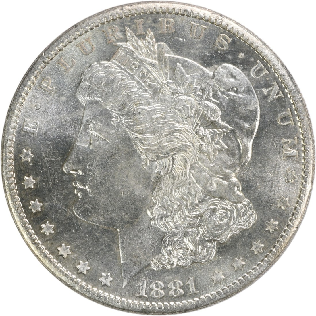 Choice BU 1881 San Francisco Morgan Silver Dollar Uncirculated Uncertified: Choice BU 1881 San Francisco Morgan Silver Dollar Uncirculated Uncertified This is an 1881-S Morgan Silver Dollar from the United States, featuring a composition of silver. The coin is in Choice Brill