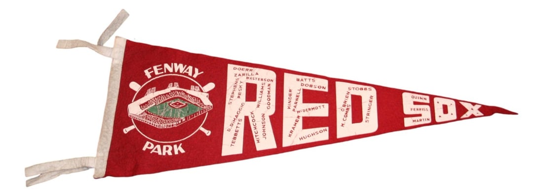 1949 Boston Red Sox Fenway Park Pennant Featuring Ted Williams 29 Inch (1 of 4)