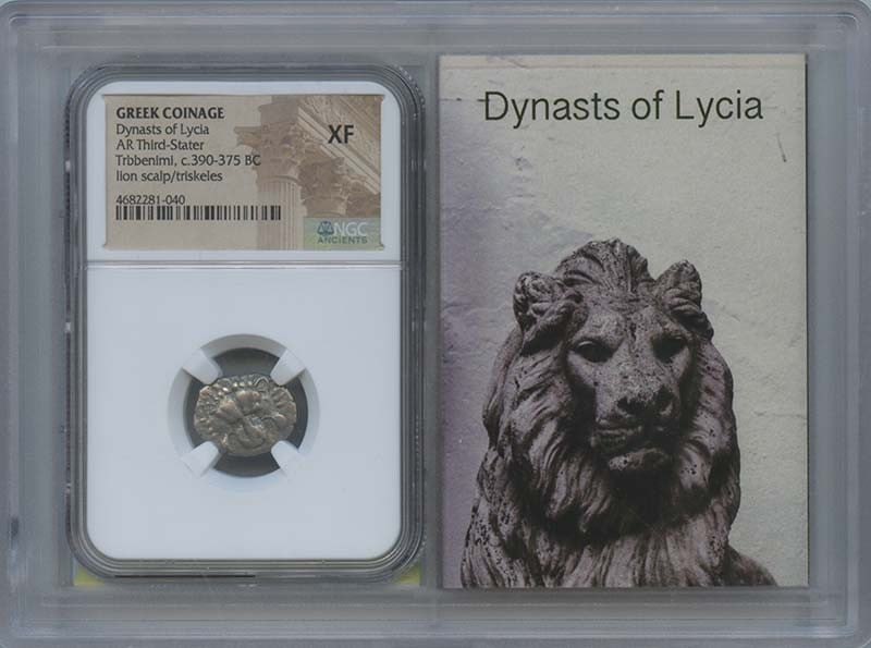 390-375 BC Lycia AR Third Stater NGC XF40 Ancient Coin: 390-375 BC Lycia AR Third Stater NGC XF40 Ancient Coin This ancient Greek coin is a Third Stater from the Dynasty of Lycia, dating back to 390-375 BC. It has been graded as XF40 by NGC, ensuring its q