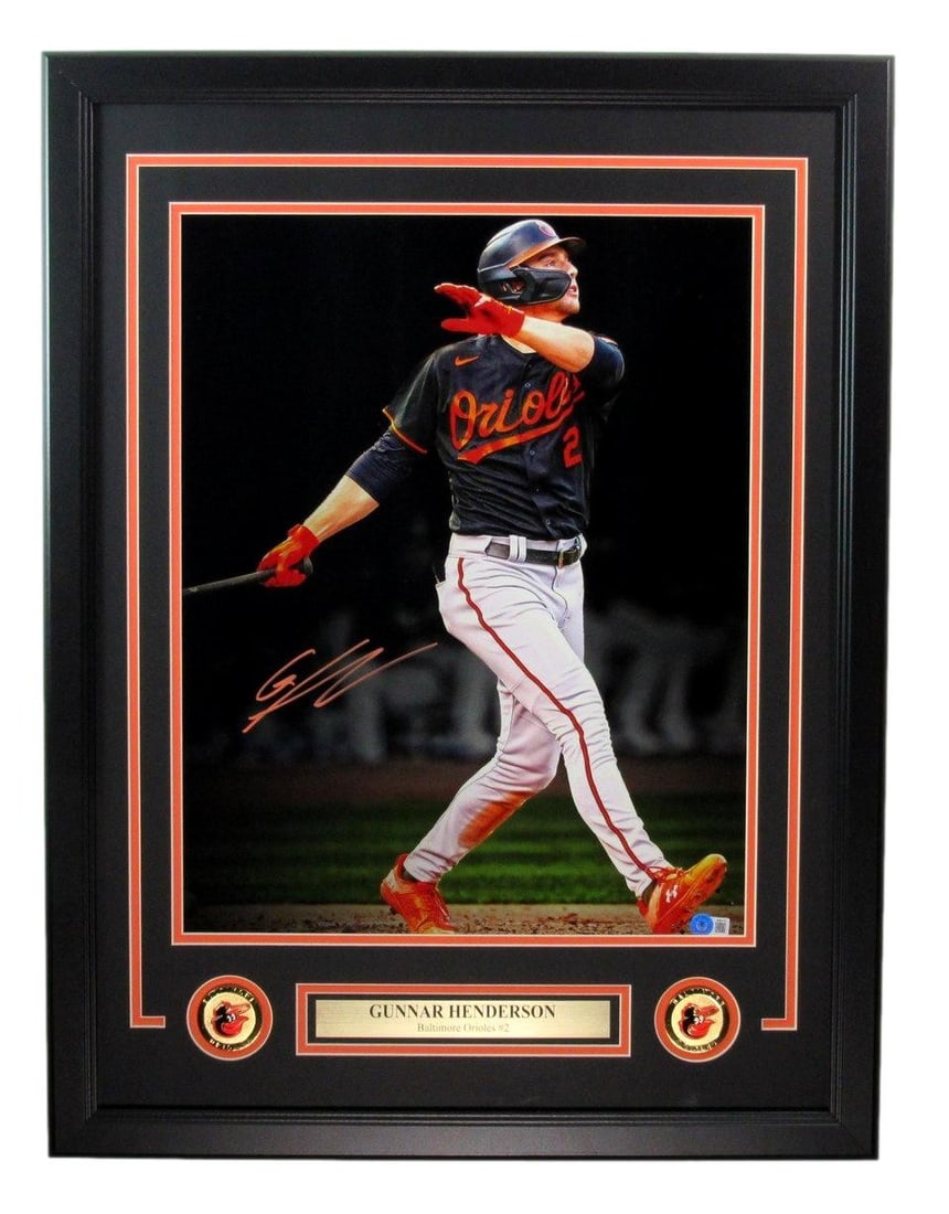 Framed 16x20 Gunnar Henderson Signed Orioles Photo Beckett Authenticated (1 of 4)
