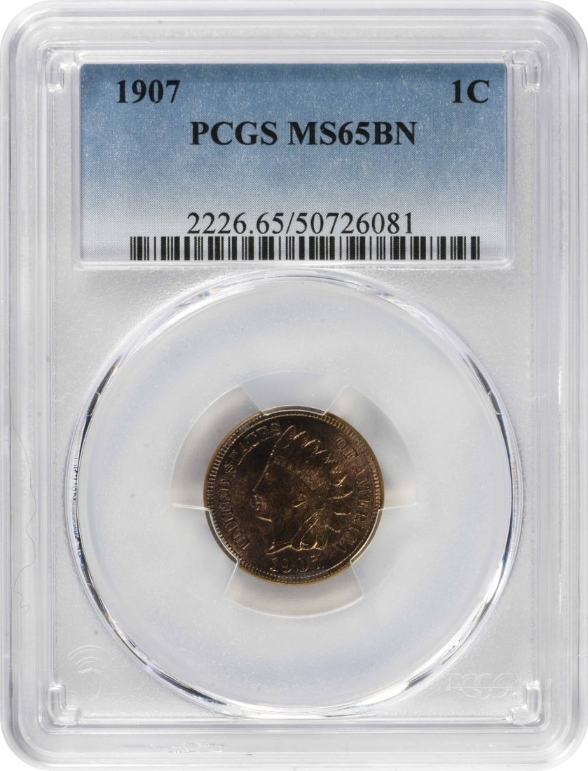 PCGS MS65BN 1907 Indian Head Copper Cent (1 of 4)