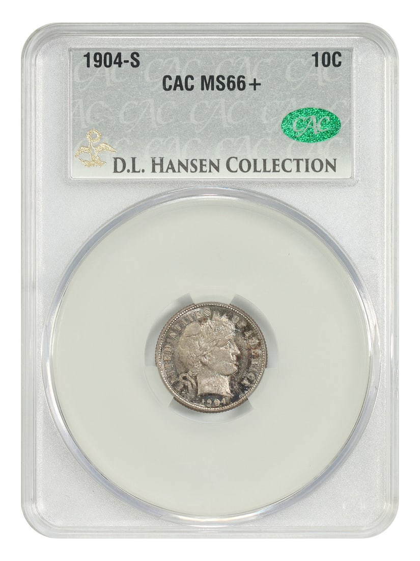 Barber Dime 1904-S 10C CACG MS66+ ex D.L. Hansen (1 of 6)