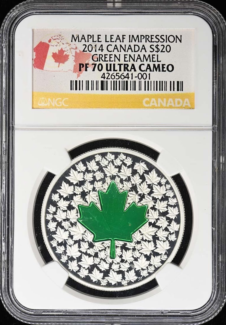 Canada 2014 S$20 Green Enamel Coin NGC PR70DCAM (1 of 2)