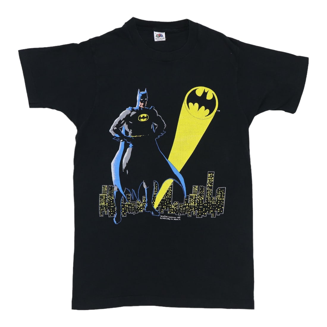 Vintage 1989 Batman Bat Signal DC Comics Black Cotton Graphic Shirt (1 of 5)
