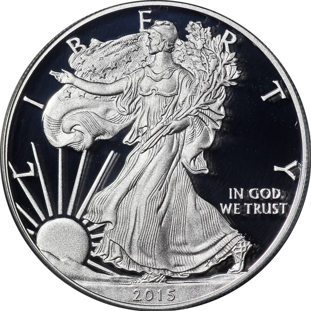 2015-W Silver American Eagle ANACS PR70 DCAM First Strike Coin: 2015-W Silver American Eagle ANACS PR70 DCAM First Strike Coin This 2015-W Silver American Eagle $1 coin, certified by ANACS with a PR70 DCAM First Strike label, showcases outstanding eye appeal, bril