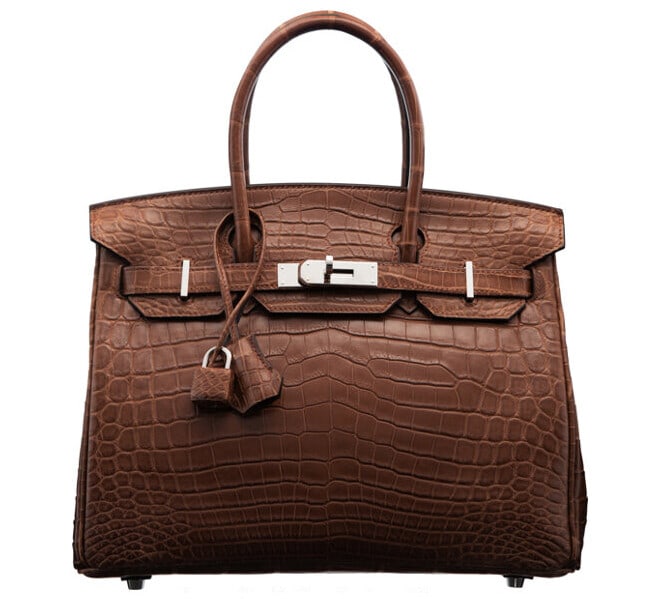 Hermes Birkin 30cm Matte Marron d'Inde Crocodile Palladium Hardware: Hermes Birkin 30cm Matte Marron d'Inde Crocodile Palladium Hardware This Hermes Birkin Bag features a matte Marron d'Inde Niloticus crocodile exterior and palladium hardware, offering a sophisticated 