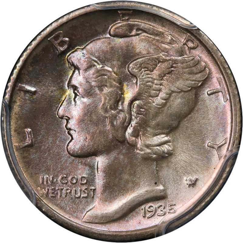 PCGS MS66 FB 1935-D Mercury Dime Silver Uncirculated US Coin: PCGS MS66 FB 1935-D Mercury Dime Silver Uncirculated US Coin A 1935-D Mercury Dime graded PCGS MS66 FB. This pre-owned coin is described as having superb eye appeal, fantastic luster, a strong strike,