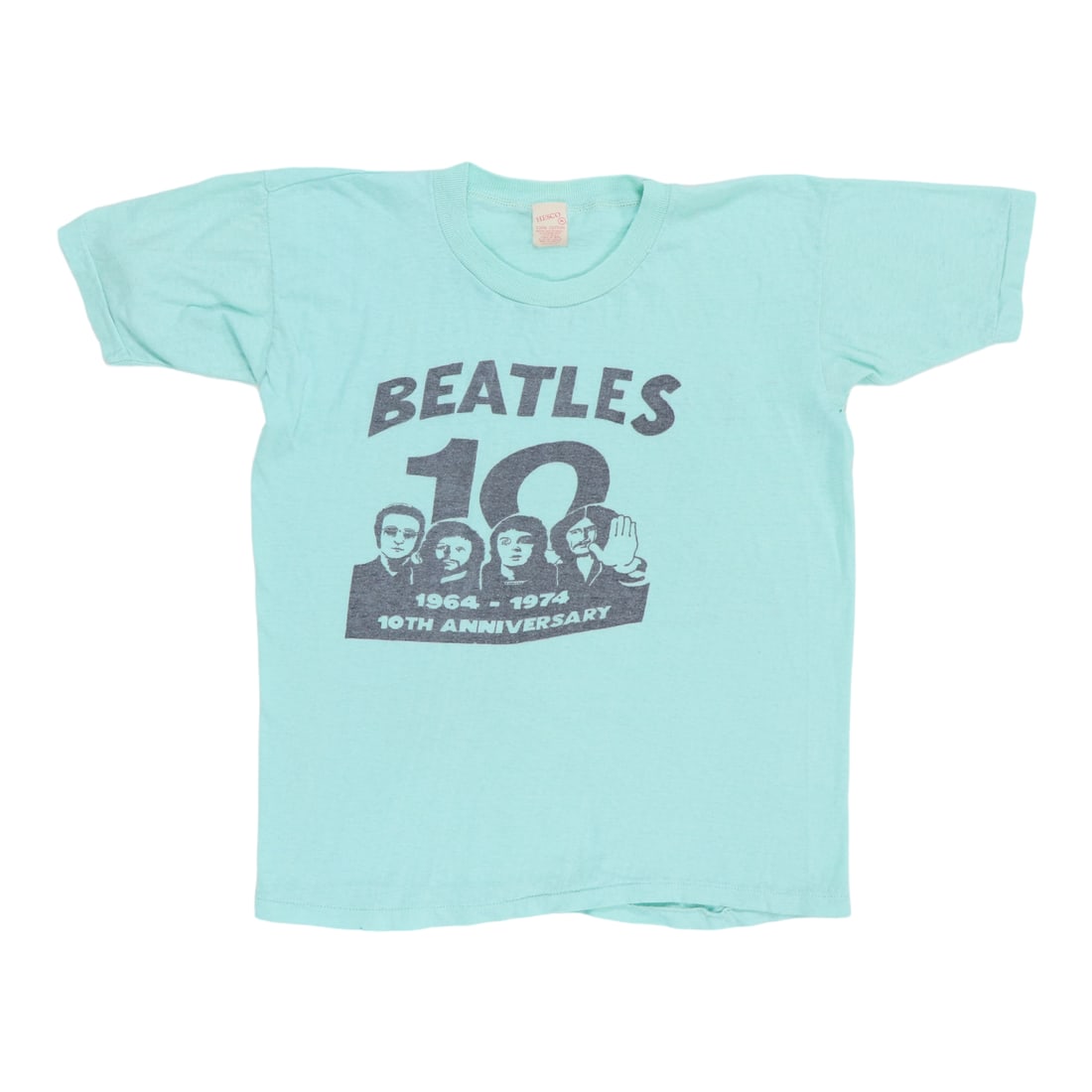 Vintage 1974 Beatles Tenth Anniversary Green Cotton Shirt Medium (1 of 8)