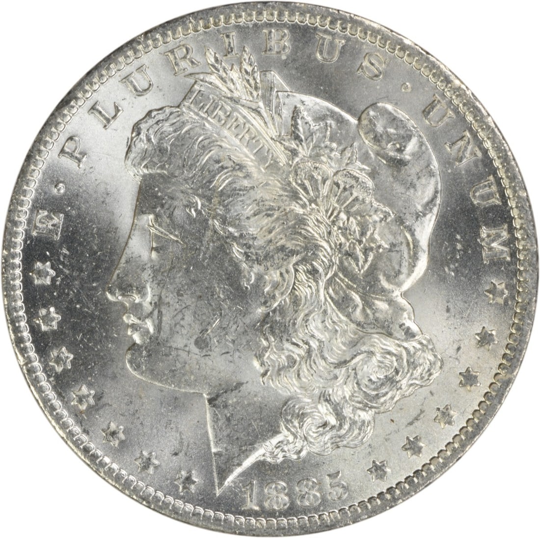 Uncirculated 1885 O Silver Dollar Morgan Brilliant Uncertified: Uncirculated 1885 O Silver Dollar Morgan Brilliant Uncertified This is an 1885-O Morgan Silver Dollar from the United States, featuring brilliant uncirculated (BU) condition. The coin is composed of s