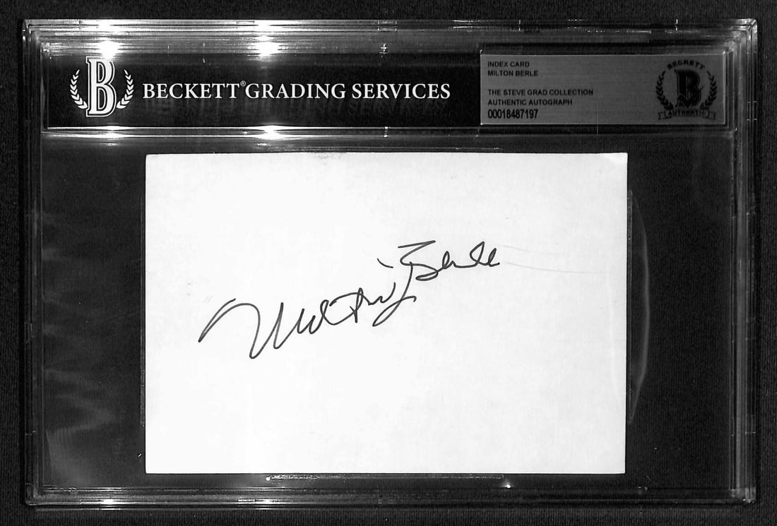 Beckett Slabbed Milton Berle Signed 3x5 Index Card (1 of 1)