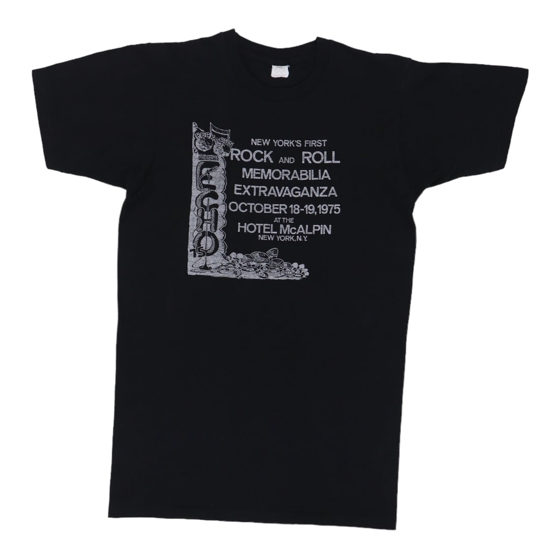 Vintage 1975 Black Cotton Shirt From New York Rock N Roll Event (1 of 4)
