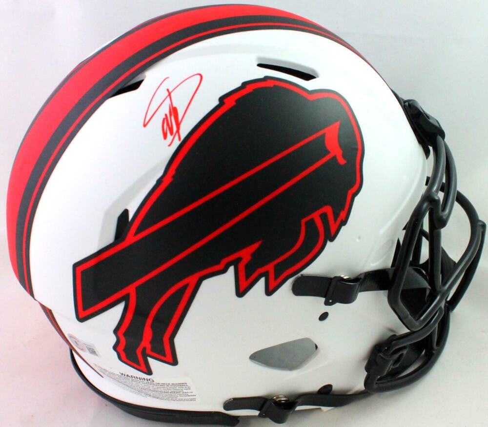 Buffalo Bills Lunar Speed Full Size Helmet Signed by Stefon Diggs Beckett: Buffalo Bills Lunar Speed Full Size Helmet Signed by Stefon Diggs Beckett Authentic Buffalo Bills helmet signed by Stefon Diggs. The item is listed as original, pre-owned, and made in the United State
