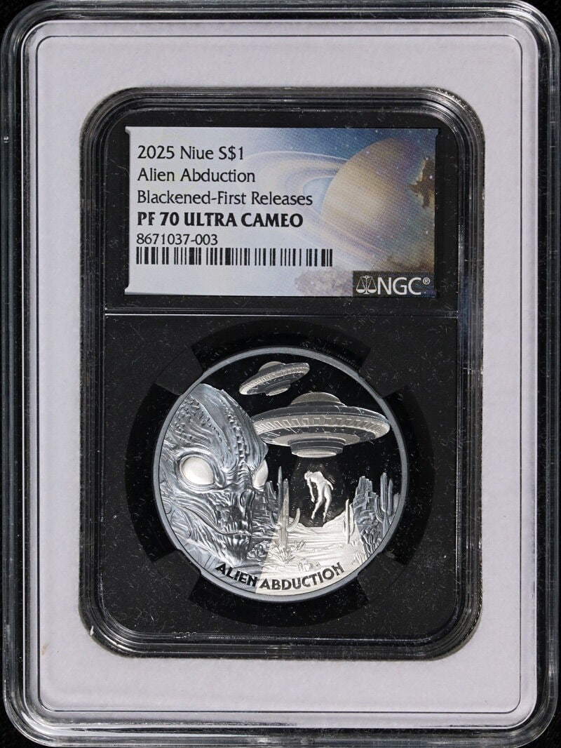 2025 Niue Alien Abduction Black Proof Silver Coin NGC PF70 Ultra Cameo (1 of 3)