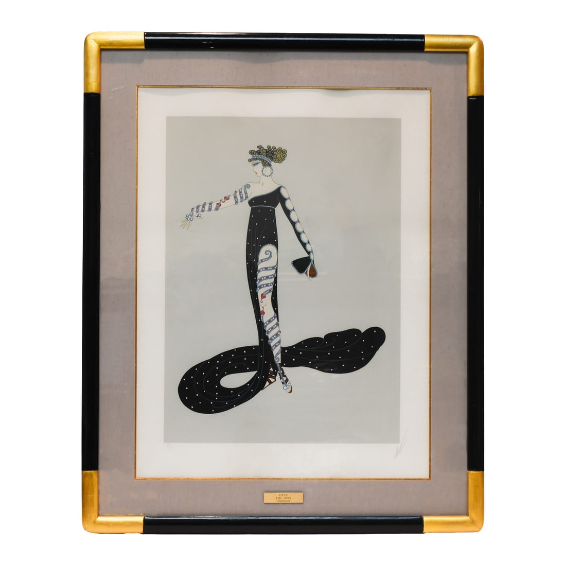 Framed Erte La Merveilleuse signed limited edition serigraph: Framed Erte La Merveilleuse signed limited edition serigraph This framed serigraph, titled "La Merveilleuse" by Erte, is a limited edition print that showcases the artist's iconic Art Deco style. The 