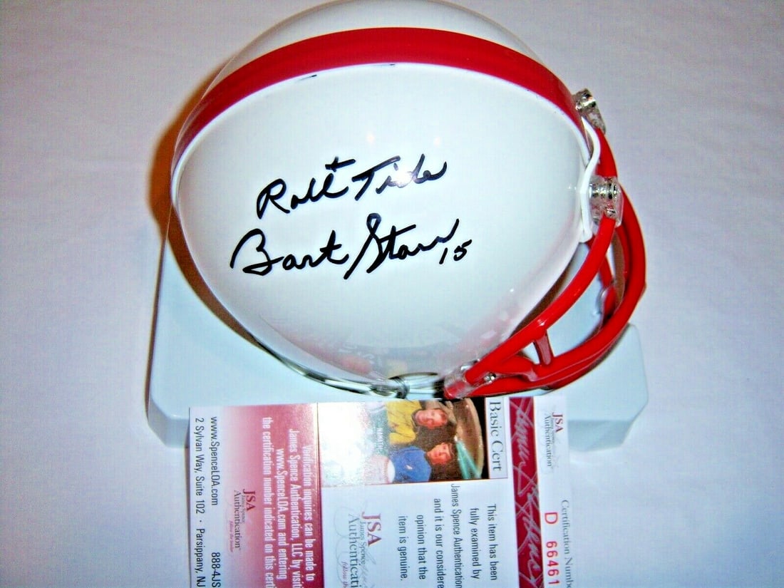 Signed Bart Starr Mini Helmet JSA COA Green Bay Packers Alabama (1 of 1)
