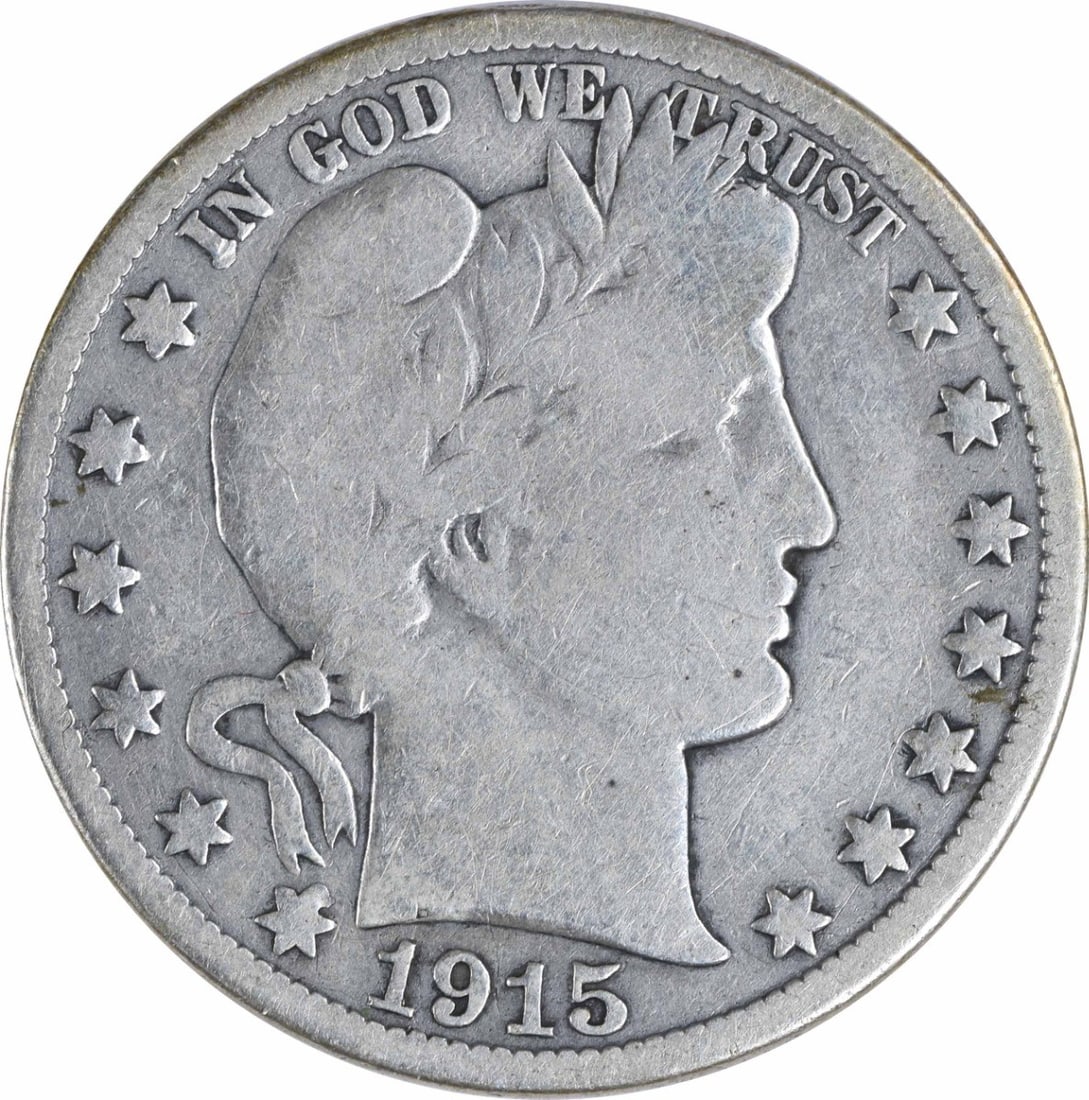 1915 50C Barber Half Dollar Silver VG Uncertified: 1915 50C Barber Half Dollar Silver VG Uncertified 1915 Barber Half Dollar coin in circulated, pre-owned condition. This uncertified example is graded VG and struck in silver. Specifications Item Type: