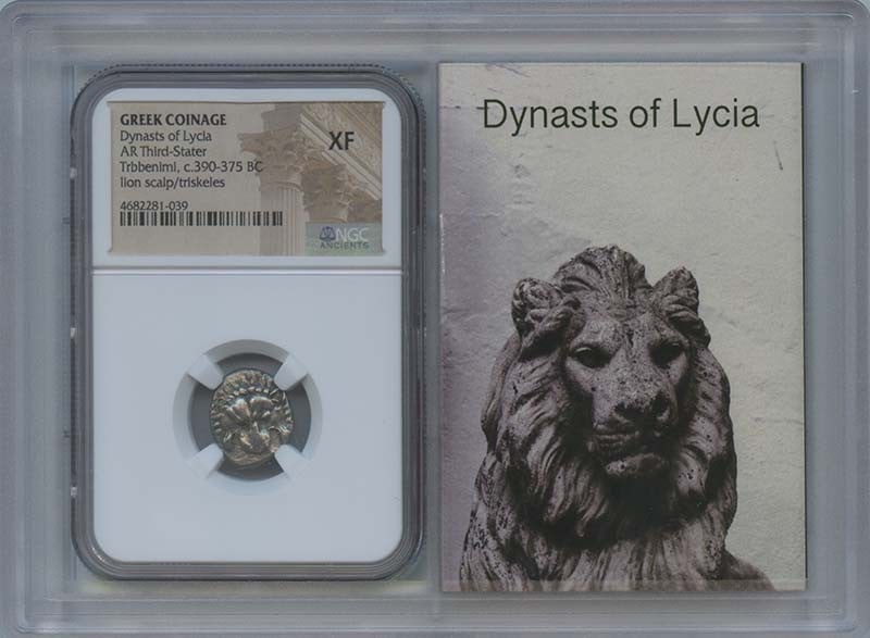 390-375 BC Lycia AR Third Stater NGC XF40 Ancient Greek Coin: 390-375 BC Lycia AR Third Stater NGC XF40 Ancient Greek Coin This ancient Greek coin, a Third Stater from the Dynasty of Lycia, dates back to 390-375 BC. It has been certified by NGC with a grade of X