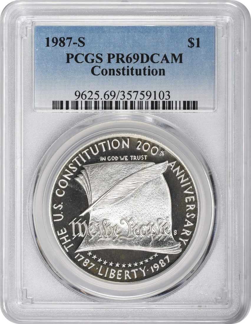 PCGS PR69DCAM 1987-S US Constitution Commemorative Silver Dollar Proof (1 of 2)