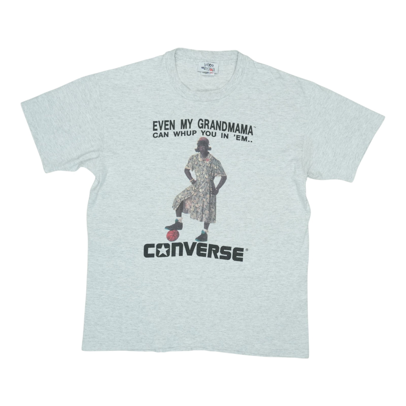 Vintage 1990s Larry Johnson Grand Mama Converse Grey Cotton Shirt XL (1 of 4)