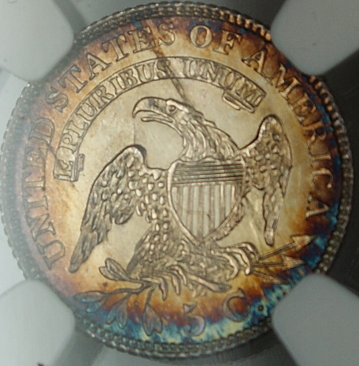 NGC UNC Details 1829 Capped Bust Silver Half Dime Philadelphia Toned: NGC UNC Details 1829 Capped Bust Silver Half Dime Philadelphia Toned This 1829 Capped Bust Silver Half Dime is certified by NGC with UNC Details. Featuring attractive toning, this uncirculated example