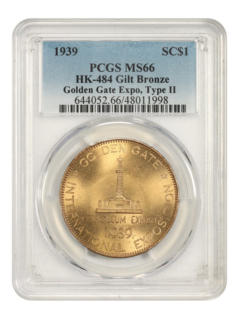 1939 HK-484 Golden Gate Expo Gilt Bronze Medal PCGS MS66 (1 of 4)