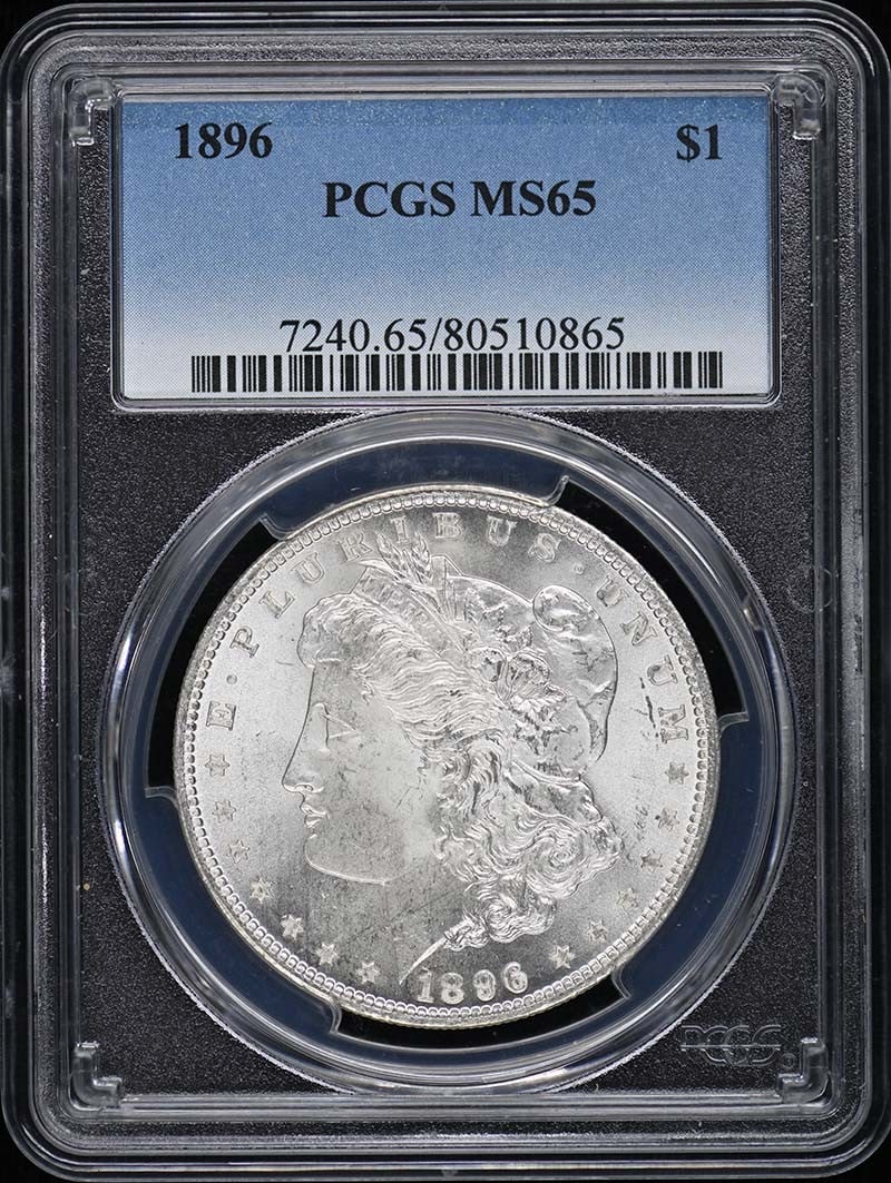 PCGS MS65 1896 Morgan Silver Dollar: PCGS MS65 1896 Morgan Silver Dollar This 1896 Morgan Dollar is graded MS65 by PCGS and originates from the Philadelphia Mint. It is an uncirculated coin from the United States and is pre-owned. The co