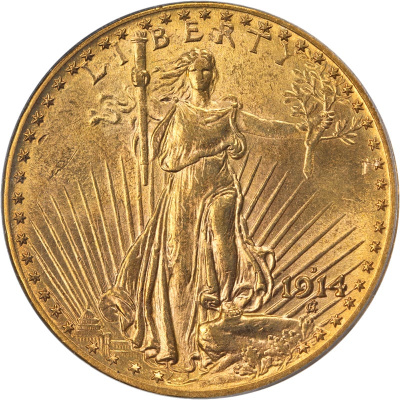 1914-D $20 Saint-Gaudens Gold Coin Graded PCGS MS63 (1 of 4)