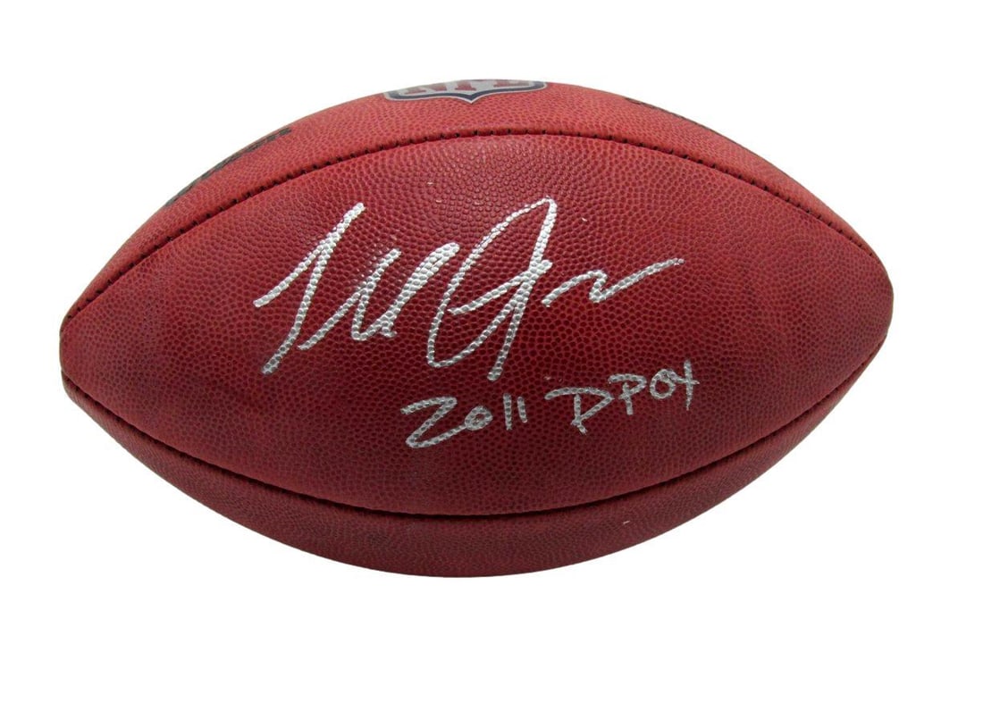 Terrell Suggs Signed NFL Duke Football with 2011 DPOY Inscription Beckett Authenticated: Terrell Suggs Signed NFL Duke Football with 2011 DPOY Inscription Beckett Authenticated Offered is a Terrell Suggs autographed Wilson NFL "The Duke" football, featuring the inscription "2011 DPOY." Th