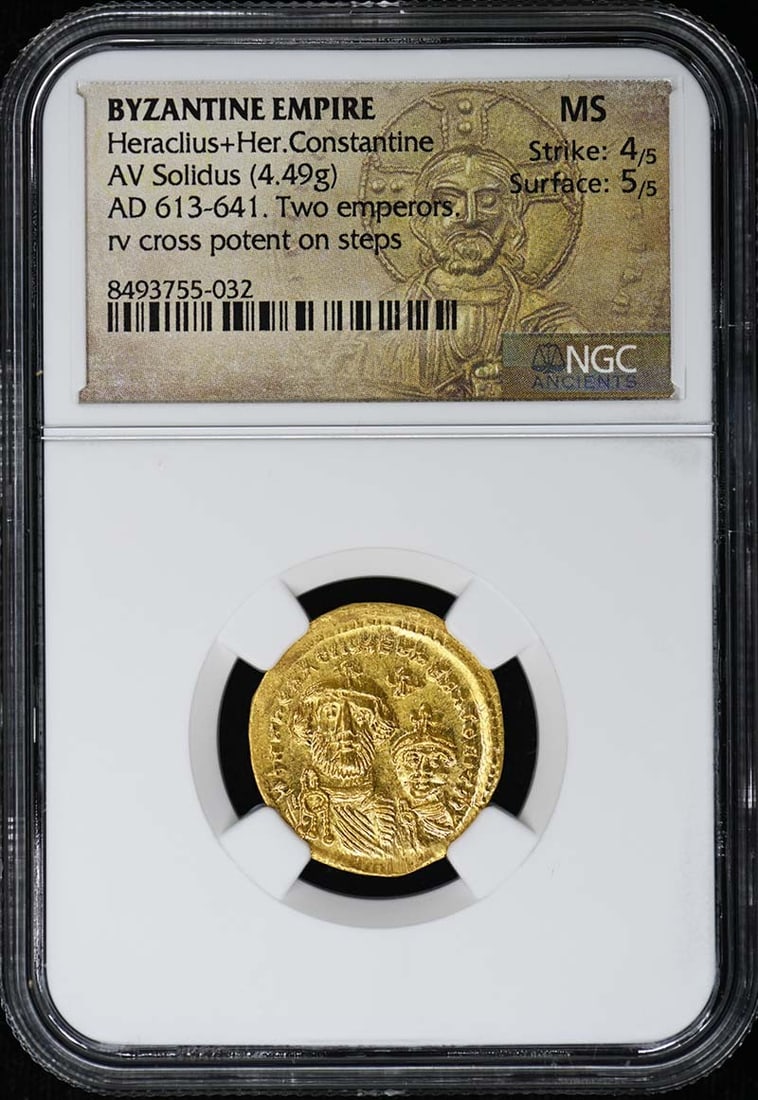 Byzantine Empire AV Solidus Heraclius and Heraclius Constantine NGC MS (1 of 4)