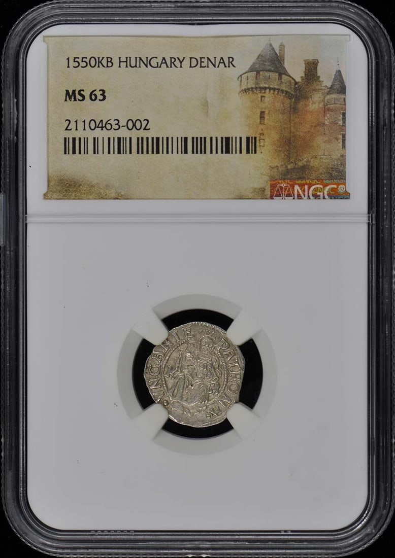 1550KB Hungary Denar Coin NGC MS63 Certified Uncirculated: 1550KB Hungary Denar Coin NGC MS63 Certified Uncirculated This 1550KB Hungary Denar is a stunning piece certified by NGC with a grade of MS63, indicating its uncirculated condition. A remarkable addit