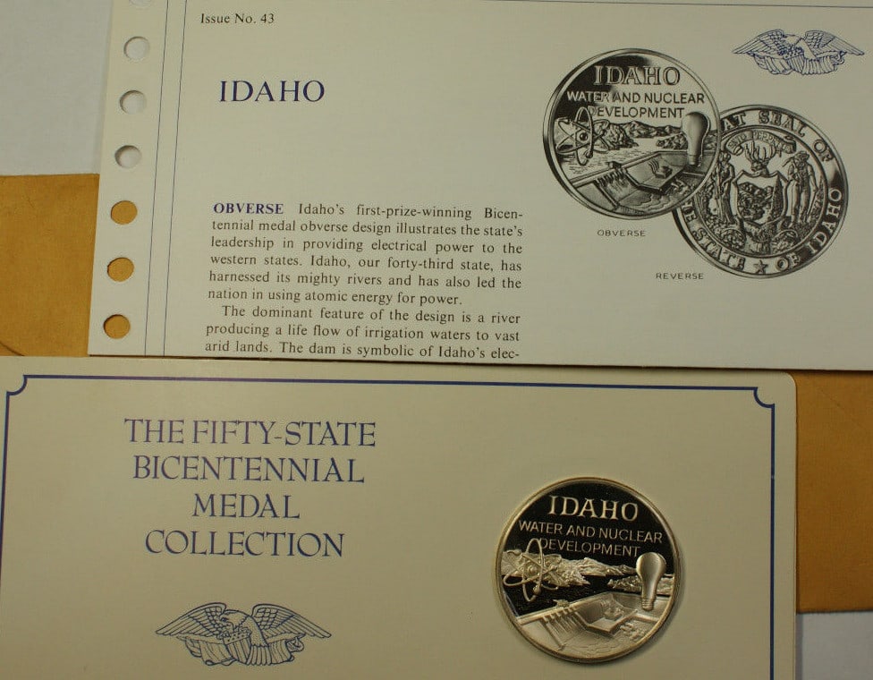 Sterling Silver Proof Medal Idaho Water and Nuclear Development by Franklin Mint: Sterling Silver Proof Medal Idaho Water and Nuclear Development by Franklin Mint This is an un-used Idaho Water and Nuclear Development Sterling Silver Proof medal, produced by the Franklin Mint as pa