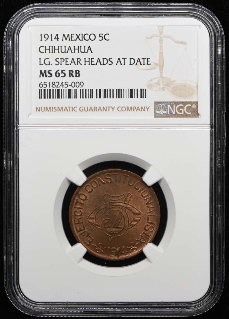 Mexico Chihuahua 1914 5C KM-613 GB-33 NGC MS65RB Coin (1 of 4)