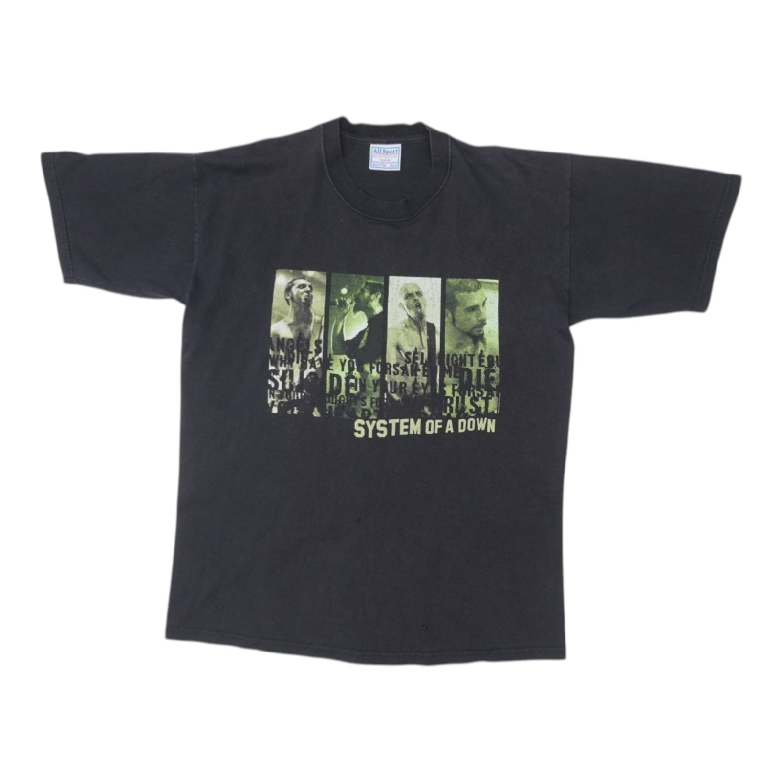Vintage 2001 System Of A Down Black Cotton Band T-Shirt Medium: Vintage 2001 System Of A Down Black Cotton Band T-Shirt Medium This is an original vintage 2001 System Of A Down shirt, featuring both front and back graphics. Made from 100% cotton, the shirt is blac