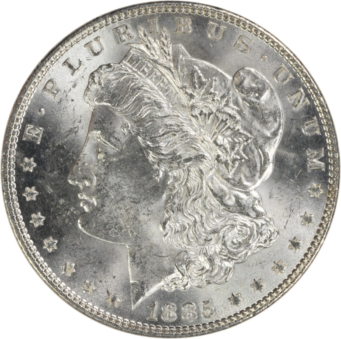 Choice BU 1885 Silver Dollar Morgan Uncirculated Uncertified No Mint Mark: Choice BU 1885 Silver Dollar Morgan Uncirculated Uncertified No Mint Mark This 1885 Morgan Silver Dollar is a Choice Brilliant Uncirculated example, featuring the classic Morgan design. Struck in silv